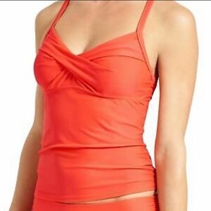 Athleta Tankini Top Red Twister Swimsuit Swim 32B/C 32B 32C XS New
